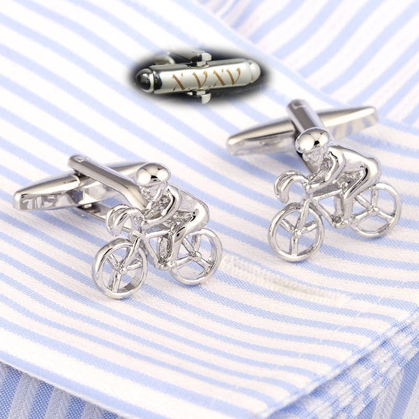 initials engraving，Cyclist Cufflinks, Bike Cufflinks, Bicycle Cufflinks, Bike Gifts, Cyclist Gifts, Vintage Bike Cufflinks, Groomsmen Gifts