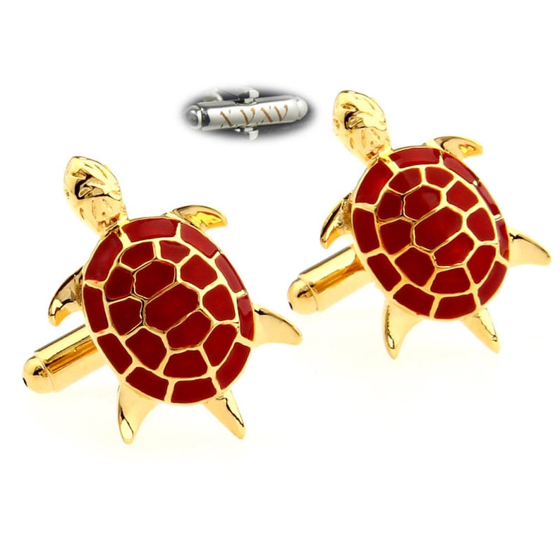 Red Turtle Cufflinks.animal Cufflinks.personalizedname - Etsy