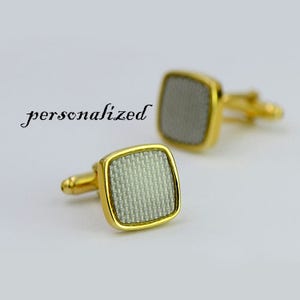Personalized lettering cufflinks carbon Fiber cufflinks Gold Cufflinks