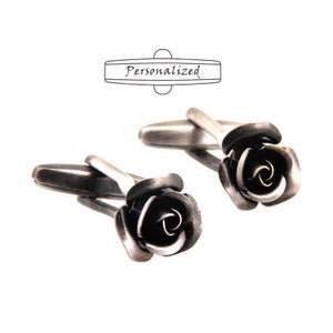 rose cufflinks, personalized signature cufflinks, wedding cufflinks, wedding hand gifts