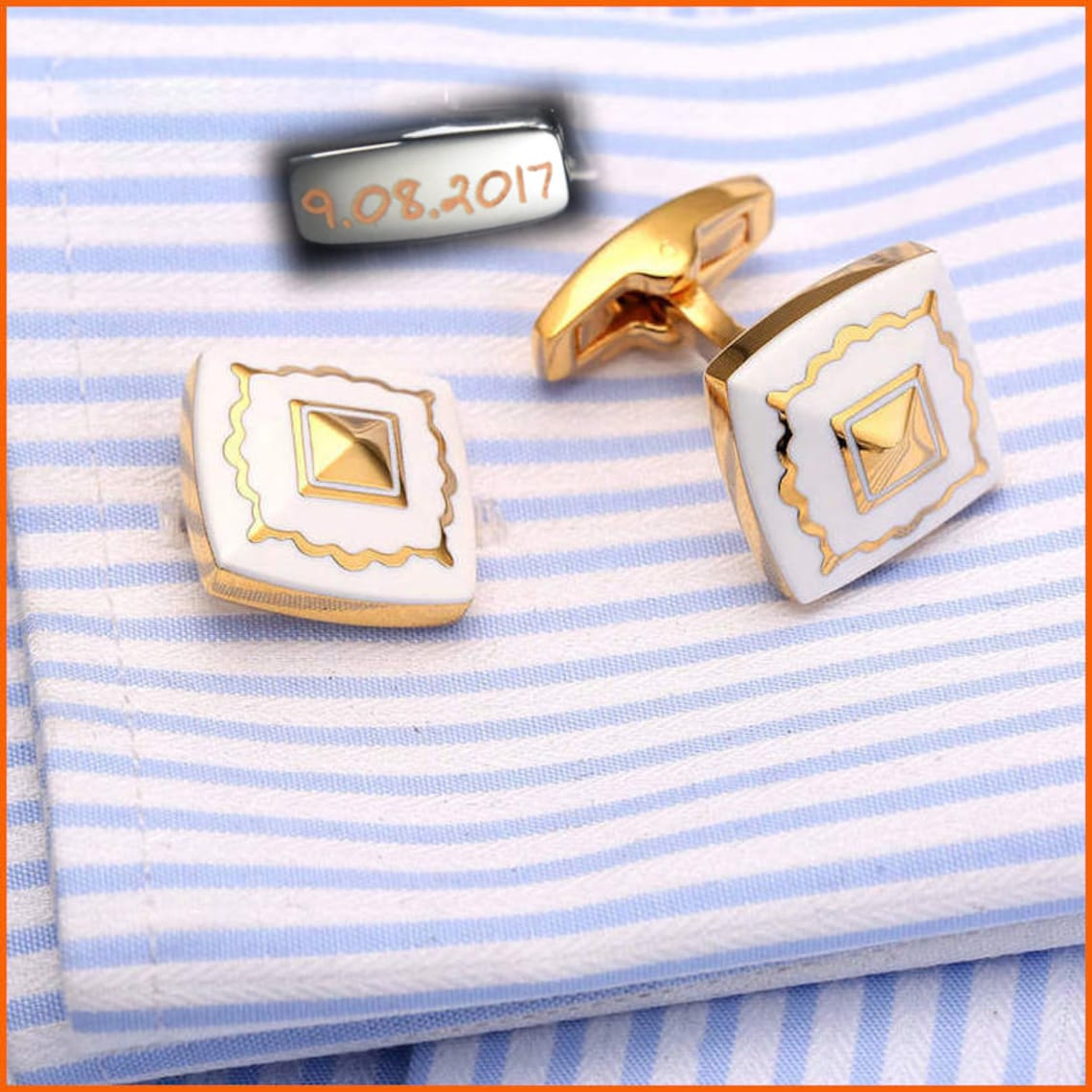 Personalized Gold Cufflinks Vintage Gold Cufflinks Customize Etsy
