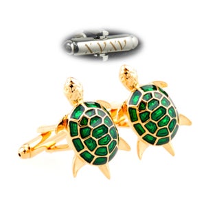 Green turtle Cufflinks.Animal Cufflinks.personalized name cufflinks