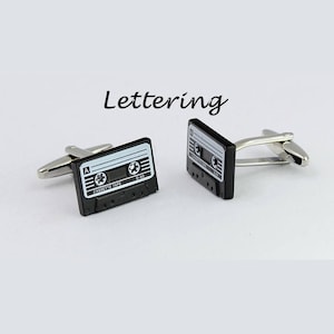 Abotoaduras personalizadas, abotoaduras de fita cassete, abotoaduras retrô, abotoaduras de fita, abotoaduras de música, abotoaduras de cassete, abotoaduras retrô