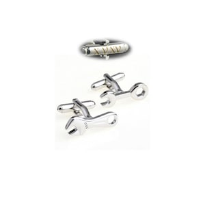 Abotoaduras de chave-abotoaduras de novidade-presentes de padrinhos-nome personalizado-ferramentas de prata chave crescente abotoaduras abotoaduras mecânico