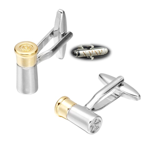 Birthday or Christmas Gift Personalised Monogrammed Bullet Cufflinks for Men