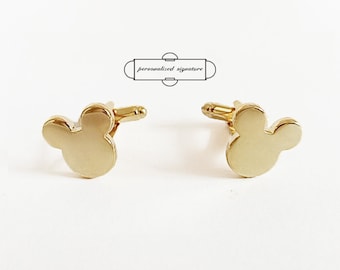 Boutons de manchette prénom Mickey personnalisés, boutons de manchette oreille de souris, pince à cravate Mickey argentée, boutons de manchette de mariage Mickey dorés, cadeaux pour le témoin