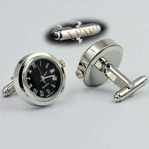 Custom gepersonaliseerde gegraveerde manchetknopen vintage klok horloge manchetknopen smoking manchetknoop nieuwigheid miniatuur klok manchetknopen