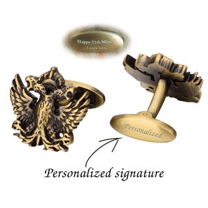 Personalized signature cufflinks, eagle cufflinks, initial engraved cufflinks,business elite cufflinks wedding anniversary wedding cufflinks