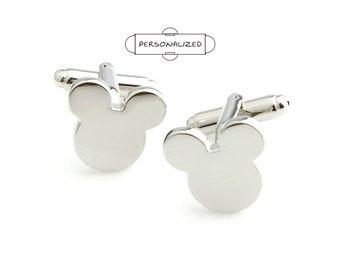 Boutons de manchette prénom personnalisés - boutons de manchette Mickey Mouse dorés - pince à cravate argentée Mickey - boutons de manchette de mariage Mickey dorés pour hommes pour garçons d&#39;honneur