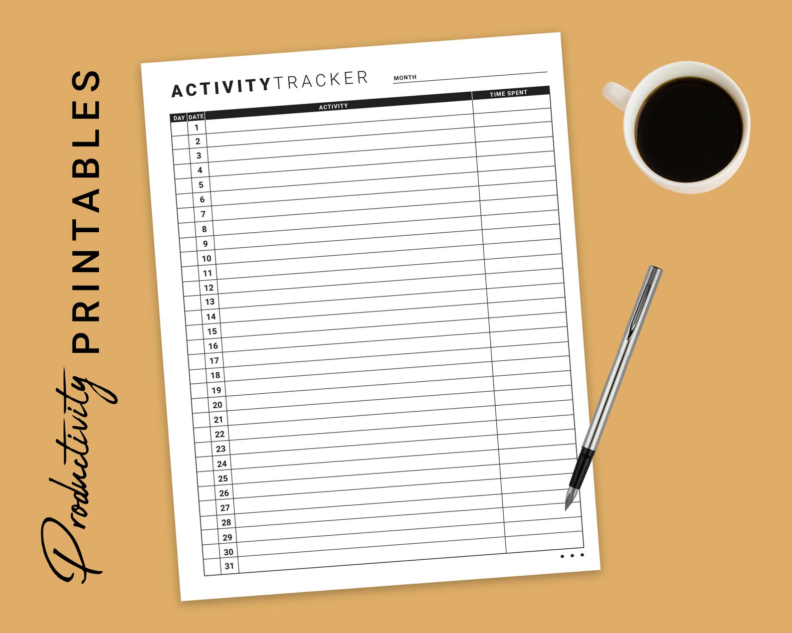 Activity Tracker Printable PDF, Keep Track of Activities, Track