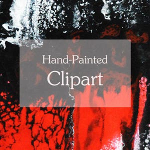 Clip Art handgeschilderde abstracte Clip Art Wit Zwart Rood