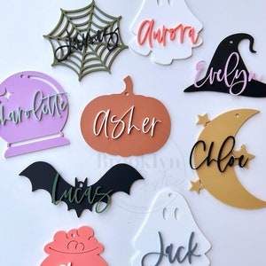 Halloween Basket Tag | Name Tag | Custom Basket Tag | Halloween Tag | Bat Tag | Witch | Ghost Tags | Pumpkin Tag | Halloween Gifts for Kids