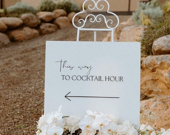 Panneau directionnel de mariage, Panneau de mariage, Panneau de l'heure du cocktail, Panneau de mariage moderne, Décorations de mariage, Signalétique du jour du mariage