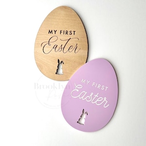 Baby&#39;s First Easter Sign | First Easter Photo Prop | Baby Milestone Marker | Clover Baby Sign | Holiday Prop | Plaque
