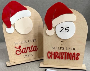 Weihnachts-Countdown-Zeichen | Schläft bis zum Besuch des Weihnachtsmannes | Weihnachtsdekor | schläft bis Weihnachten | Weihnachtsschild Interaktives Weihnachtsschild