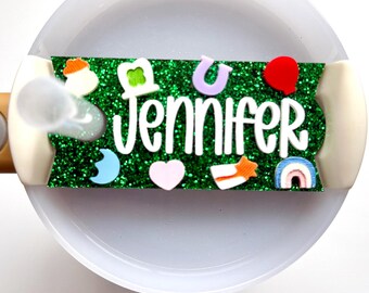 Adorno personalizado para el Día de San Patricio de Stanley / Etiqueta con nombre de Stanley / Adorno con amuleto de la suerte / Accesorios para la Copa Stanley / Placa con nombre de Stanley / 30-40 oz H2.0