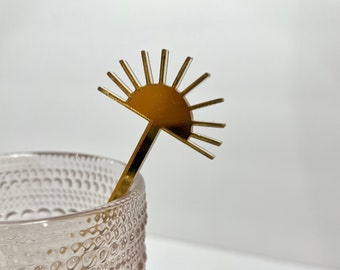 Pack of 12 Sun Drink Stirrers • Cocktail Stir Sticks • Party Decorations • Baby Theme Stirrers • Drink Stirrers