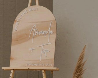 Plaque de bienvenue pour mariage en arche • Plaque de mariage • Plaque de mariage neutre • Plaque de mariage en bois • Décorations de mariage • Signalétique du jour du mariage