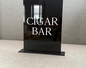 Plaque de bar à cigares moderne • Plaque de cigare en acrylique • Plaque de table de bar • Décorations de table de mariage
