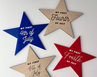 Babys erstes 4. Juli-Zeichen | Erster Unabhängigkeitstag Photo Prop | Baby Meilenstein Marker | Sternzeichen Baby | Urlaub Prop | Plakette