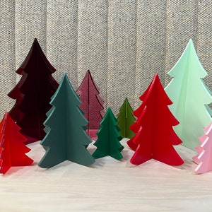 Pack of 9 Acrylic Trees | 3D Standing Tree Decorations | Modern Trees | Tree Decorations for Mantel | Colorful Trees | Holiday Decor