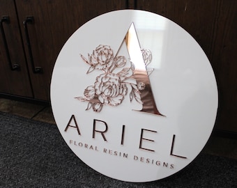 Round Business LOGO  Sign • Business Shop Sign • Round Business Sign • Logo Sign • Shop Logo Sign | NO Hanging Hardware or Stand Included