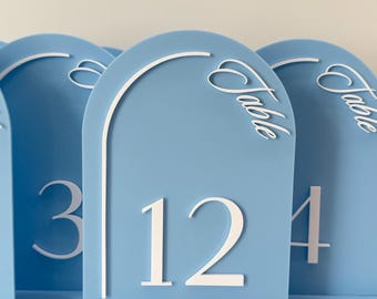 Numéros de table de mariage en acrylique 3D | Panneaux de numéro de table modernes avec support | Décoration personnalisée pour réception de mariage