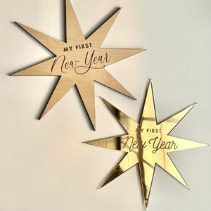 Letrero para el primer año nuevo del bebé / Accesorio para fotografía del primer año nuevo / Marcador de hitos del bebé / Letrero de estrella para bebé / Accesorio para fiestas / Placa