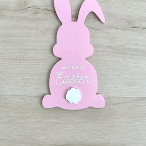 Baby&#39;s First Easter Sign | First Easter Photo Prop | Baby Milestone Marker | Clover Baby Sign | Holiday Prop | Plaque