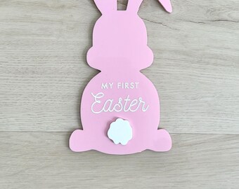 Babys erstes Osterschild | Erste Osterfotorequisite | Baby Meilenstein Marker | Kleeblatt Baby Zeichen | Urlaub Prop | Plakette