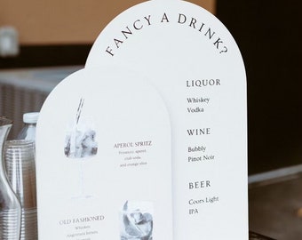 Plaque de boisson signature • Plaque de bar personnalisée • Carte de boissons pour mariage • Plaque de bar de mariage • Plaque de cocktail • Carte de bar
