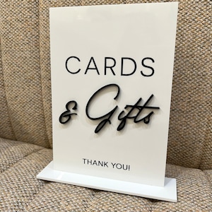 Modern Cards & Gifts Sign • Acrylic Cards Sign • Gifts Table Sign • Wedding Table Decorations