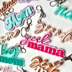 Mom Keychain . Backpack Keychain . Grandma/Nana Keychain . Retro Keychain . Diaper Bag Tag . Name Tag . Mother&#39;s Day Gift . Gifts for Her