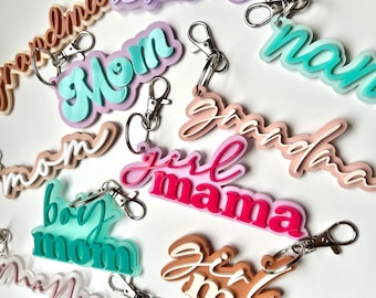 Mama Schlüsselbund . Rucksack Schlüsselanhänger . Oma/Nana Schlüsselanhänger . Retro Schlüsselanhänger Windel Taschenanhänger Namensschild . Geschenk zum Muttertag. Geschenke für Sie