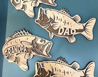 Vatertagsschilder | Papa Zeichen | Fisch-Vatertagsgeschenk | Laser geschnitten Vatertagsgeschenk | Opa Geschenk | Papa Geschenk | "Schild ""Fisch"" aus Holz"