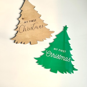 Baby&#39;s First Christmas Sign | First Christmas Photo Prop | Baby Milestone Marker | Tree Baby Sign | Holiday Prop | Plaque