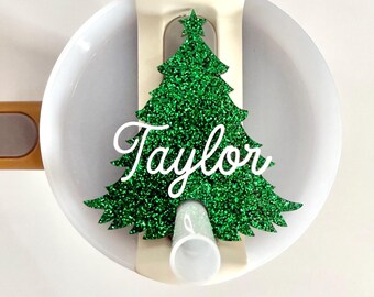 Gepersonaliseerde kerstboom Stanley-topper | Vakantie Stanley-naamplaatje | Topper | Accessoires voor Stanley-bekers | Stanley-naambord | 30-40oz H2.0