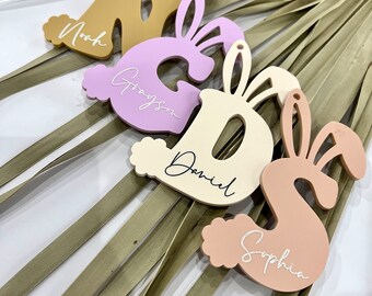 Ostern Korb Anhänger | Namensschild | Benutzerdefinierter Korbanhänger | Weihnachtsanhänger | Initialen Tags | Monogramm Anhänger | Anhänger Hase | Ostergeschenke für Kinder