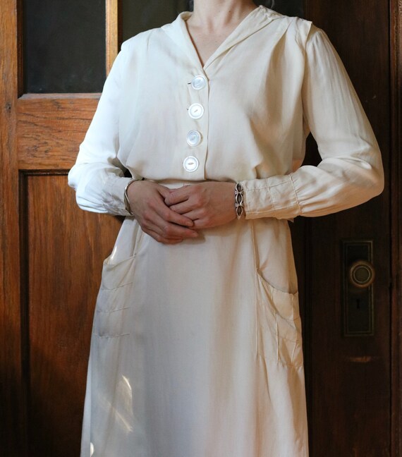 Antique Edwardian Crème Silk Two Piece Set
