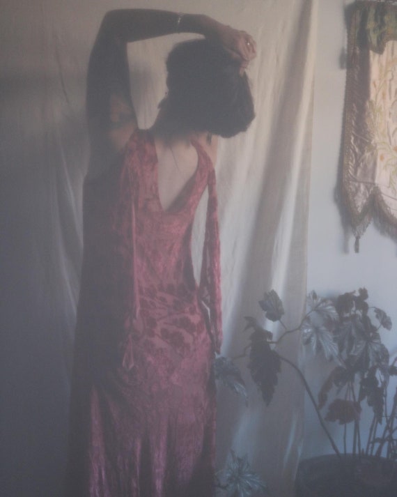 Vintage 1920s Pink Devore Velvet Dress - image 1