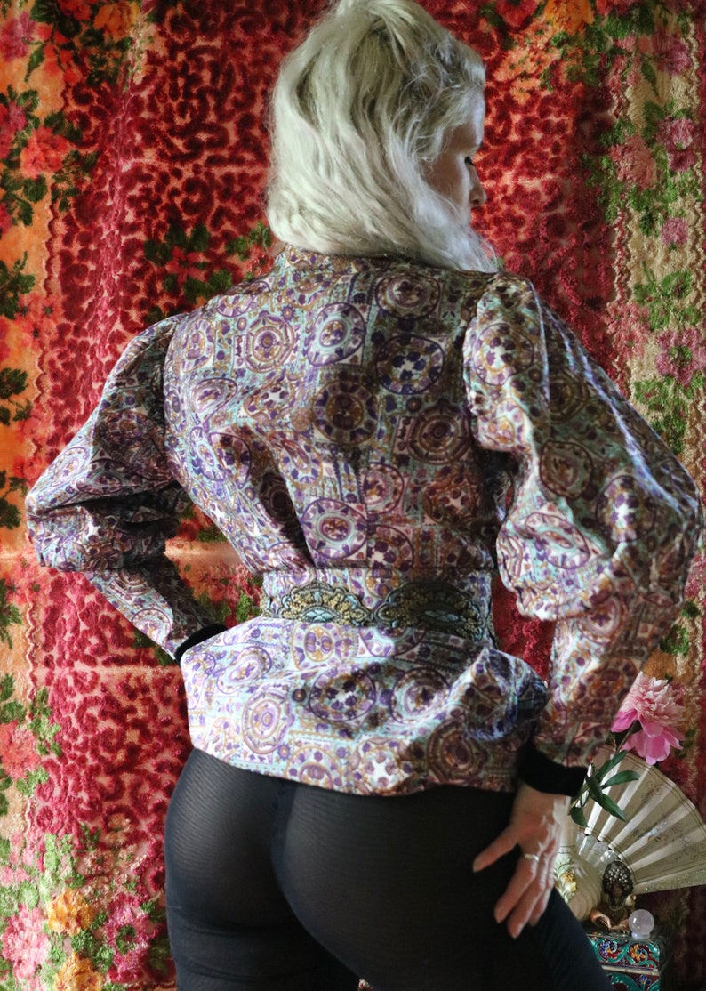 RARE Victorian-style Costume Medallion Blouse w Silk Embroidered Detachable Bustle
