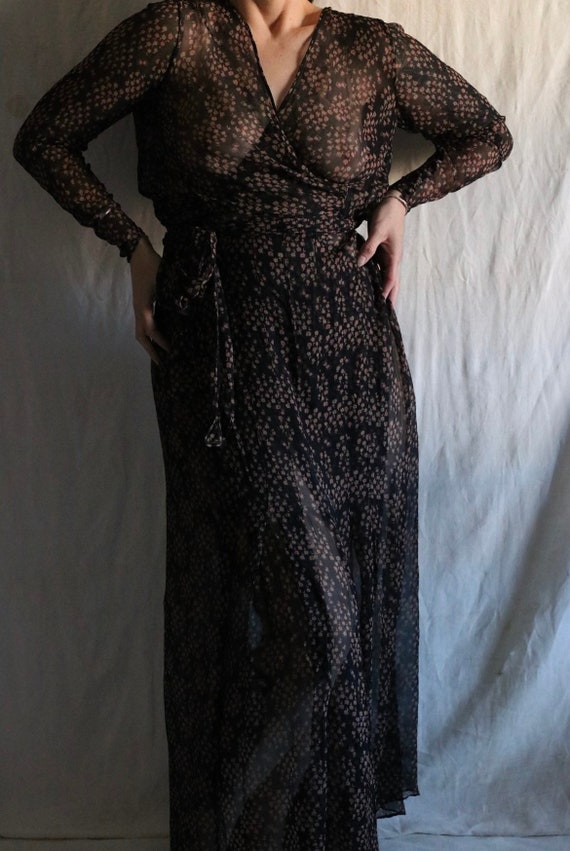 A-Line Chiffon Dress with Flower Appliqued Vintage Mauve main image 1