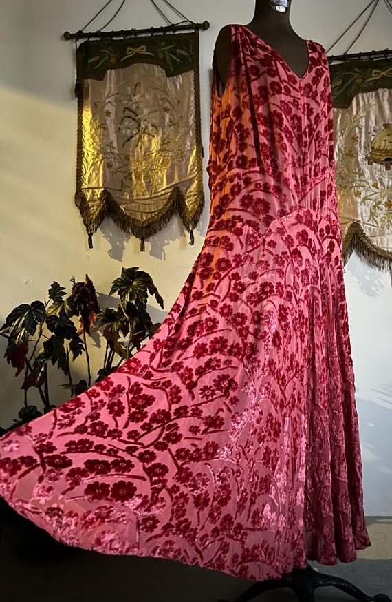 Vintage 1920s Pink Devore Velvet Dress - image 7