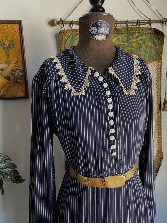Vintage 1930s Navy Pinstriped Dress - image 4