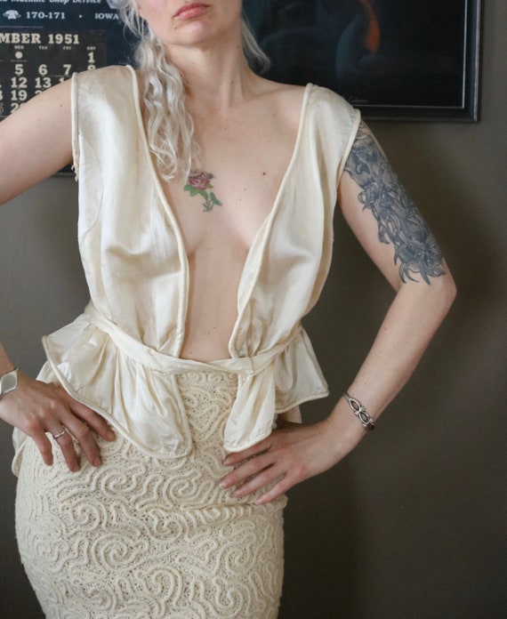 Antique Late 1800s Pearl Silk Corset Cover