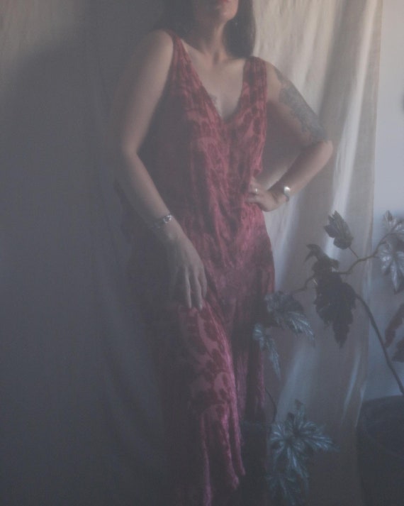 Vintage 1920s Pink Devore Velvet Dress - image 2