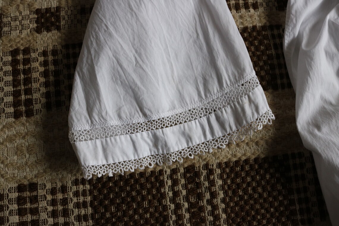 Antikes weißes Baumwoll Nachthemd mit Tatting Inlay | Etsy