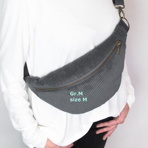 Bum bag corduroy grey, crossbody bag dark grey, hip bag graphite