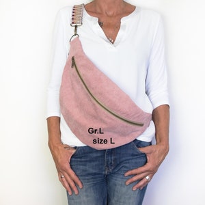 Bum bag corduroy light old pink, trendy crossbody bag, hip bag pink