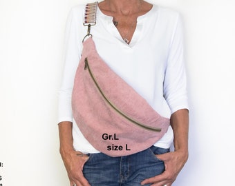 Bum bag corduroy light old pink, trendy crossbody bag, hip bag pink